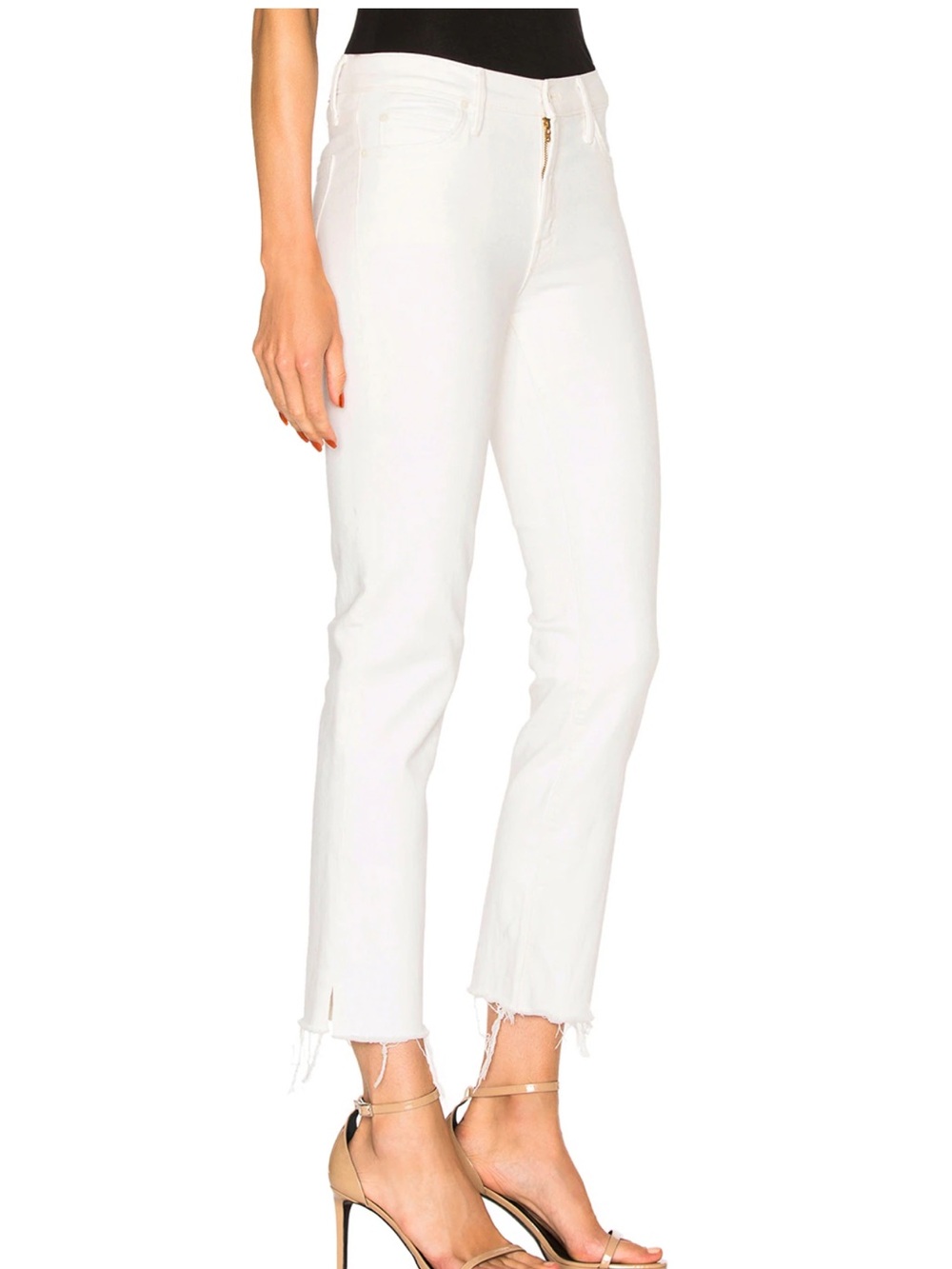 MOTHER The Rascal Ankle Snippet Stayin’ Alive White Jeans Size 25 Frayed Hem - Picture 6 of 15